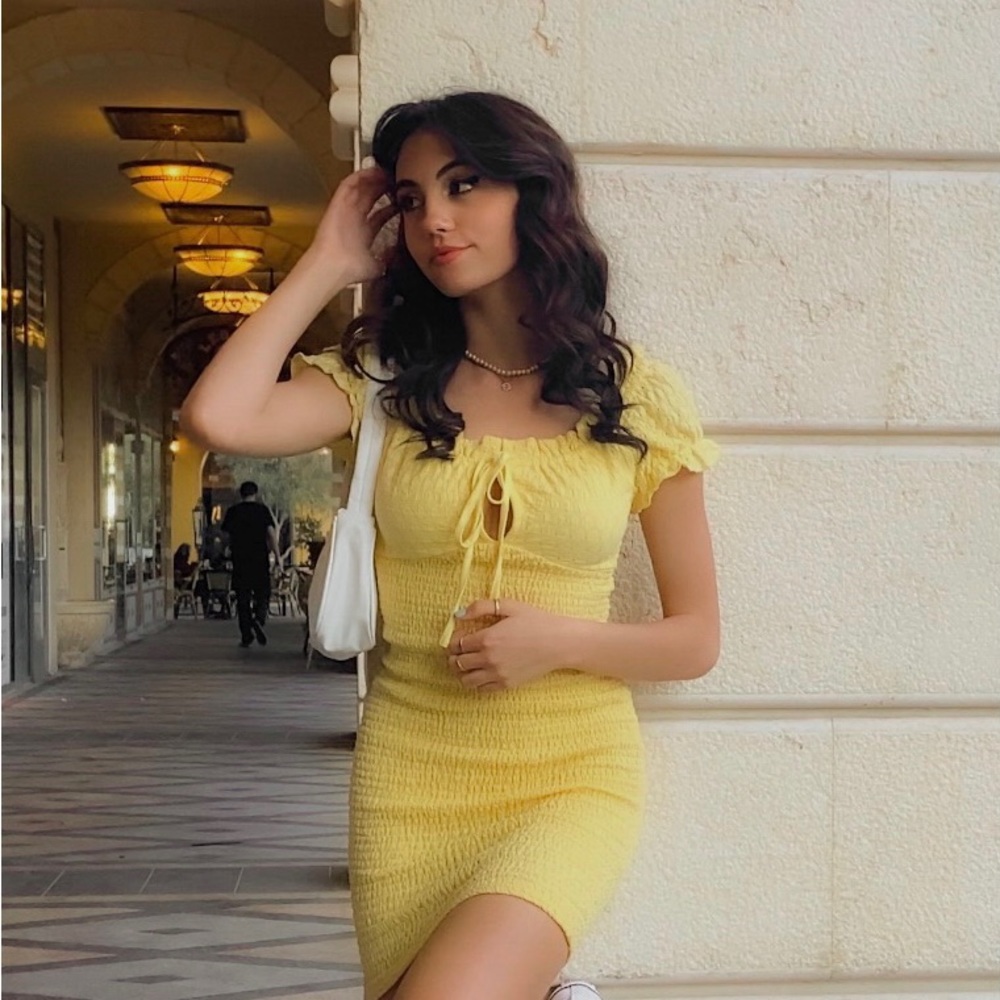 FOREVER 21 Bodycon Mini Dress Yellow